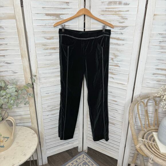 DEREK LAM Women's 6 Black Velvet Straight Leg Tuxedo Stripe Pant MADE IN ITALY - Picture 12 of 12